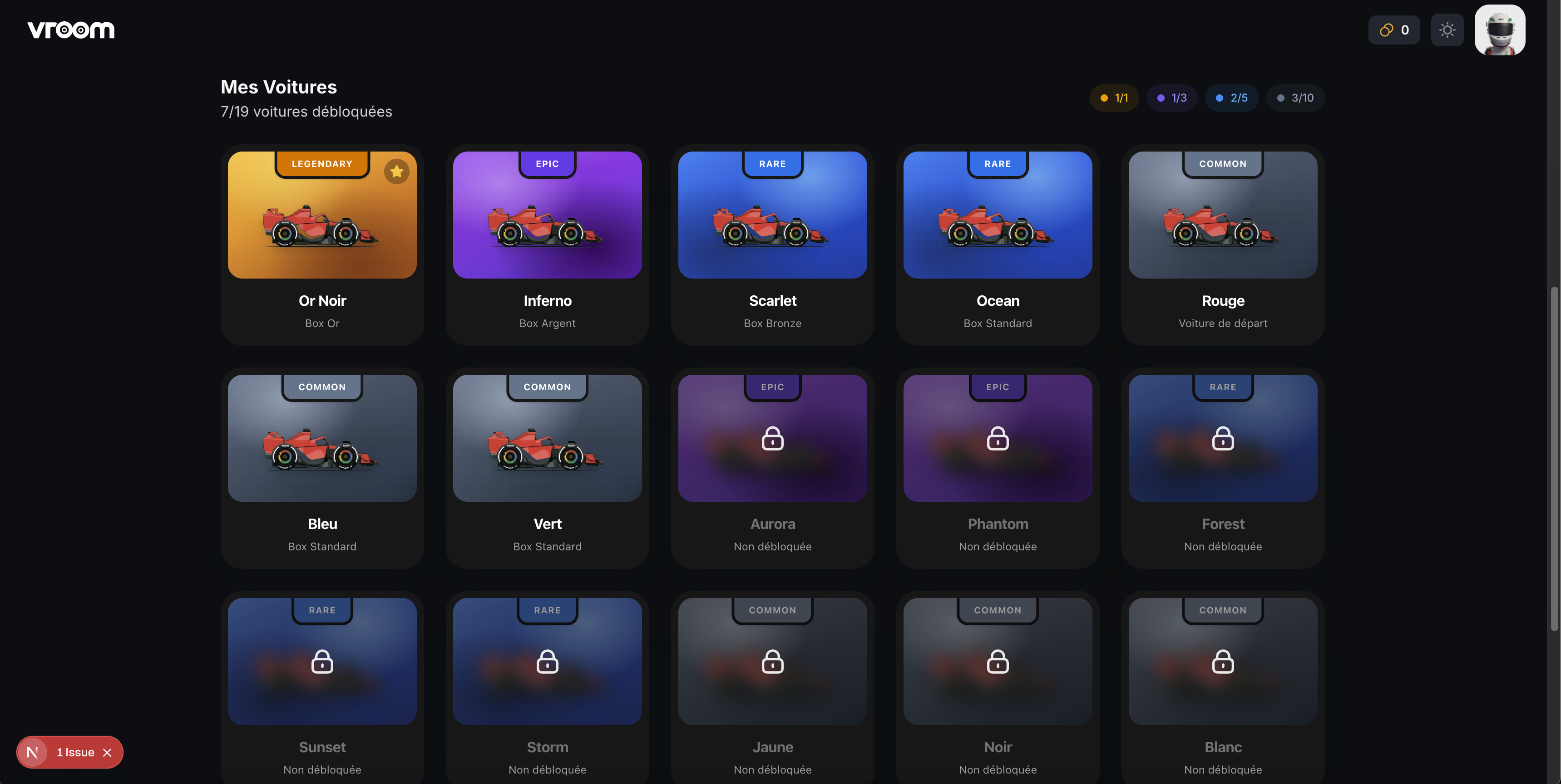 Dashboard VROOM montrant une course en direct